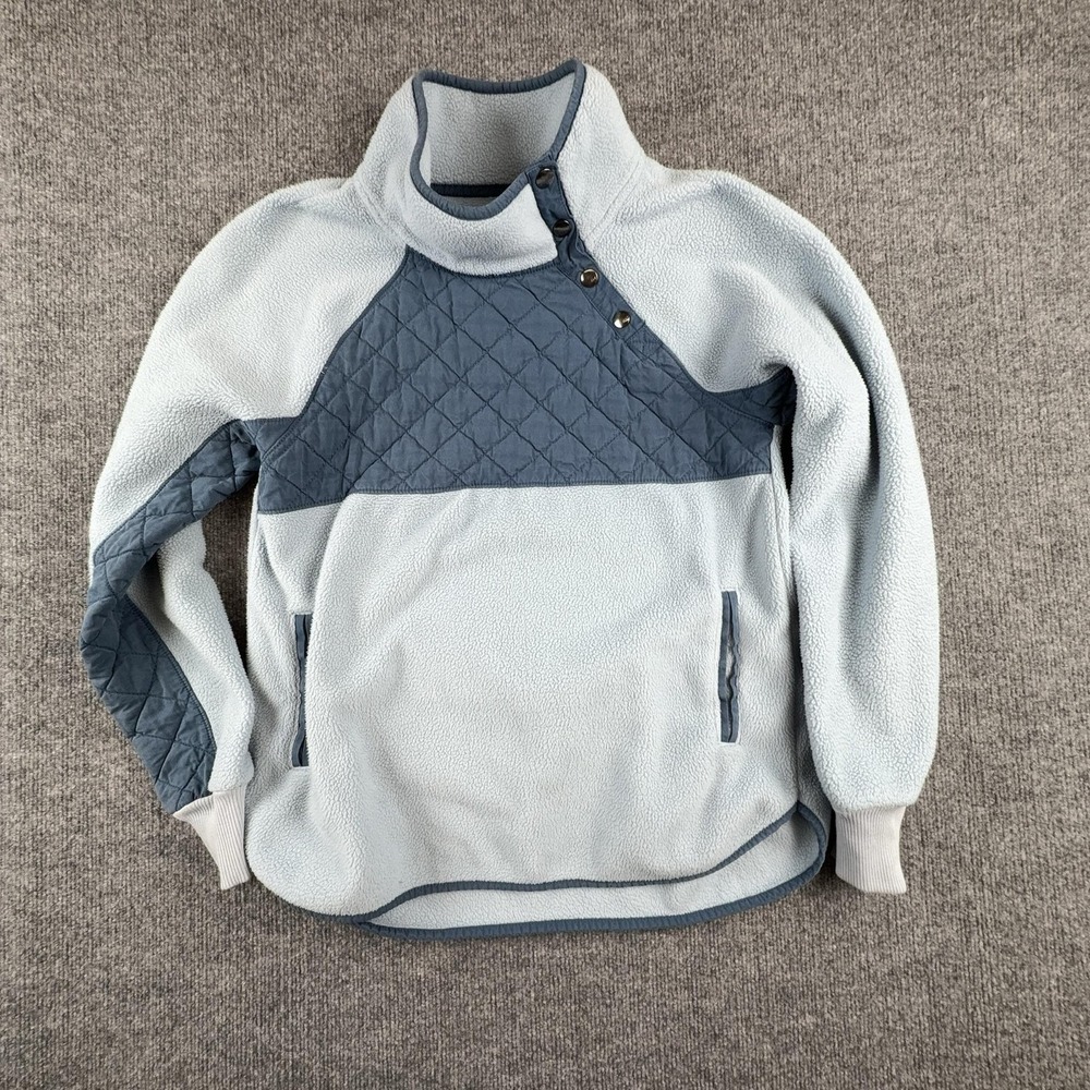 Abercrombie & Fitch Jacket Womens Medium Blue Fleece Quilted Snap Neck Pullover